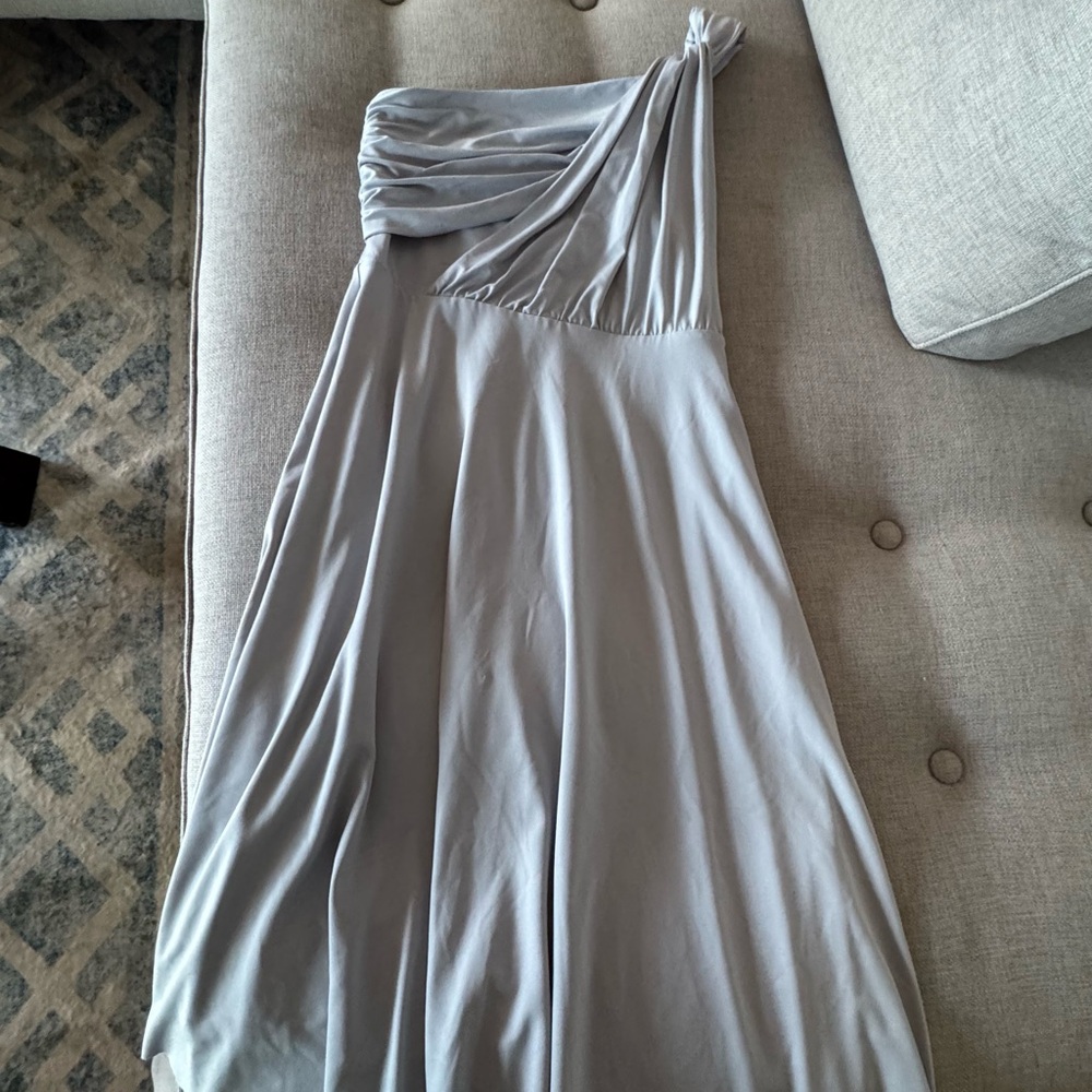 Petite Gray One-Shoulder Dress
